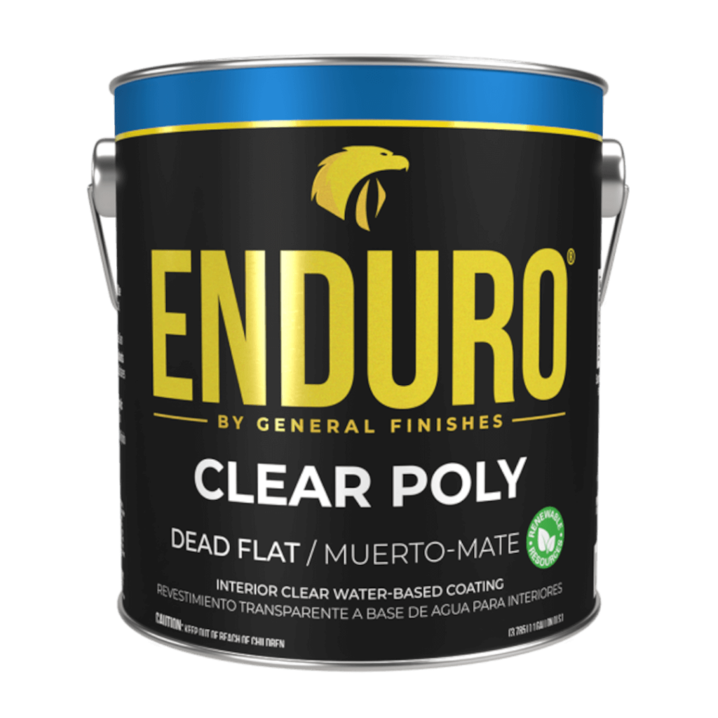 Enduro Clear Poly - 1 gallon: A transparent, durable polyurethane coating for various surfaces.