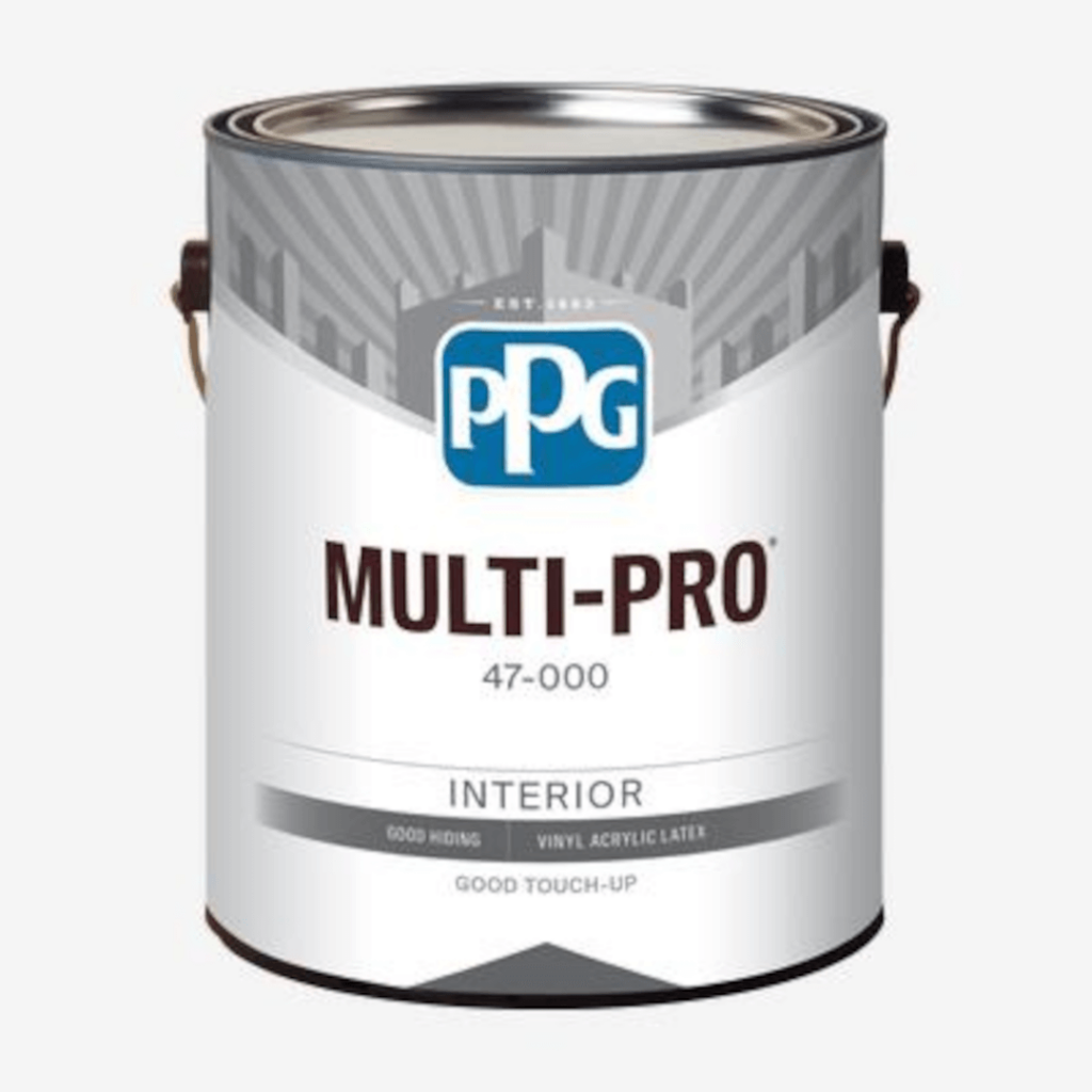 Multi-Pro Interior paint can with a label displaying the product name.