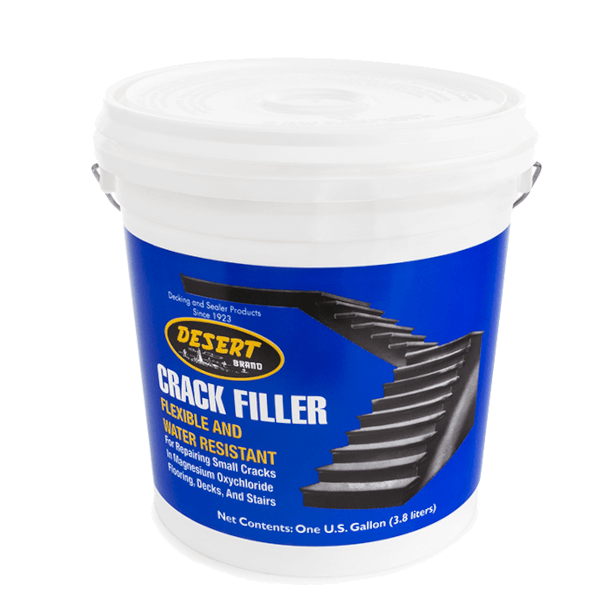 A bucket filled with crack filler, a substance used to repair cracks in surfaces.