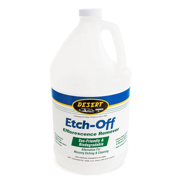 A gallon of Etch-Off cleaner, a powerful cleaning solution for various surfaces and stains.