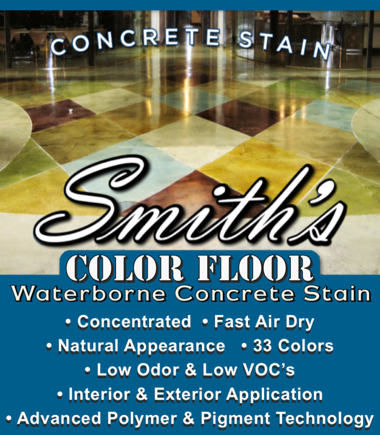 Smith's Color Floor is an advanced technology water-based decorative stain that yields a natural appearance when applied to porous mineral-based substrates